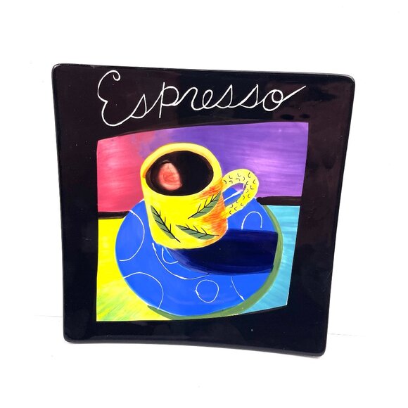 VTG Set of 4 Mary Naylor Designs Hand-Painted Coffee-Themed Plates 2003 9.75 in - Picture 6 of 11